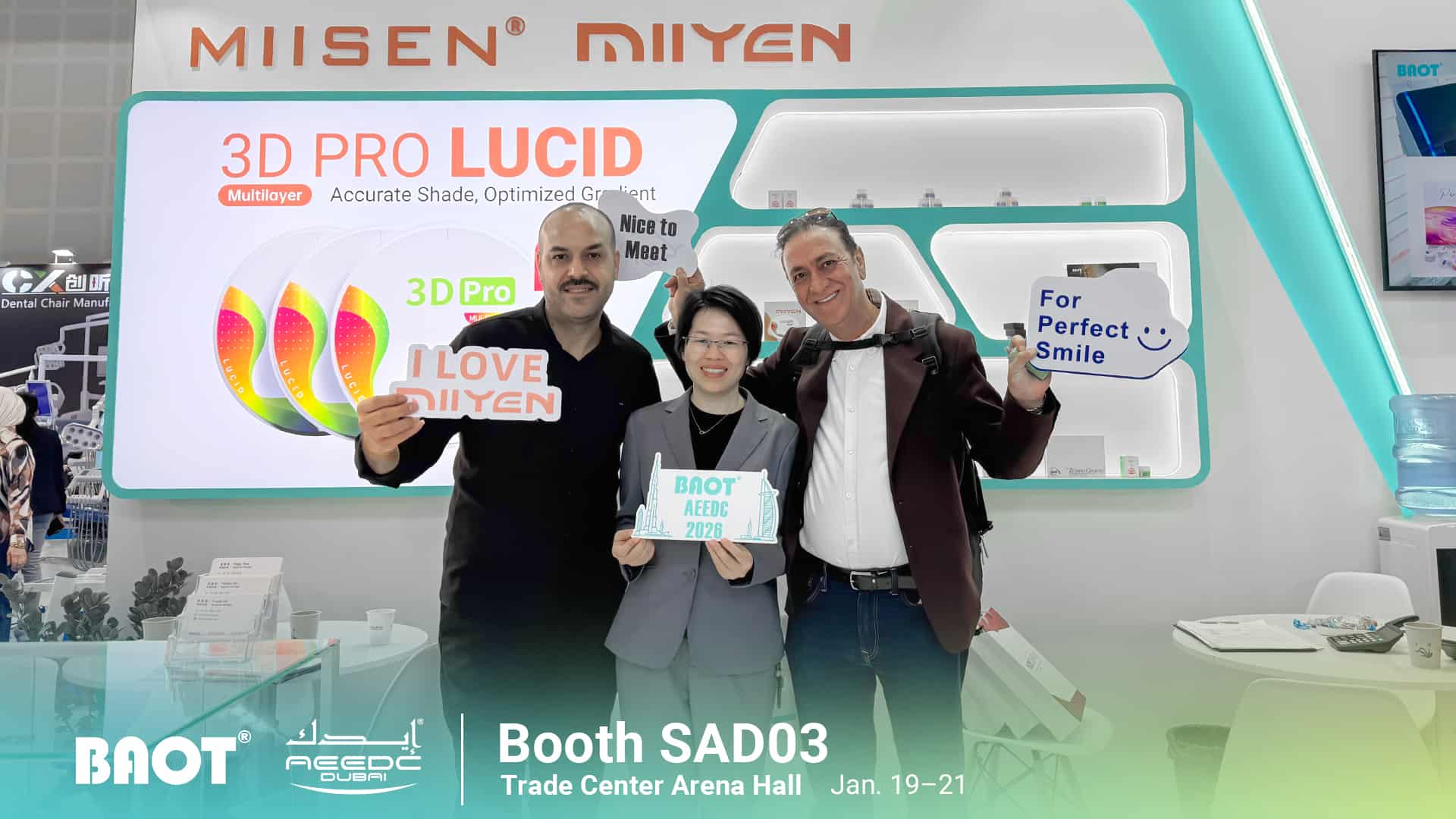 International visitors interviewed at BAOT booth during AEEDC Dubai 2026